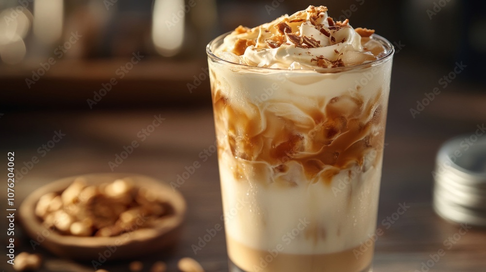 Iced Coffee with Whipped Cream and Toppings Iced Coffee with Whipped Cream and Toppings