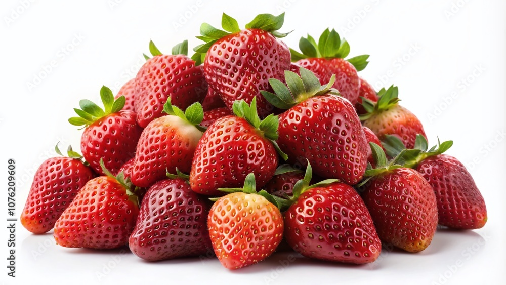 Closeup Strawberries, Macro Photography, White Background, Fresh Berries Closeup Strawberries, Macro Photography, White Background, Fresh Berries