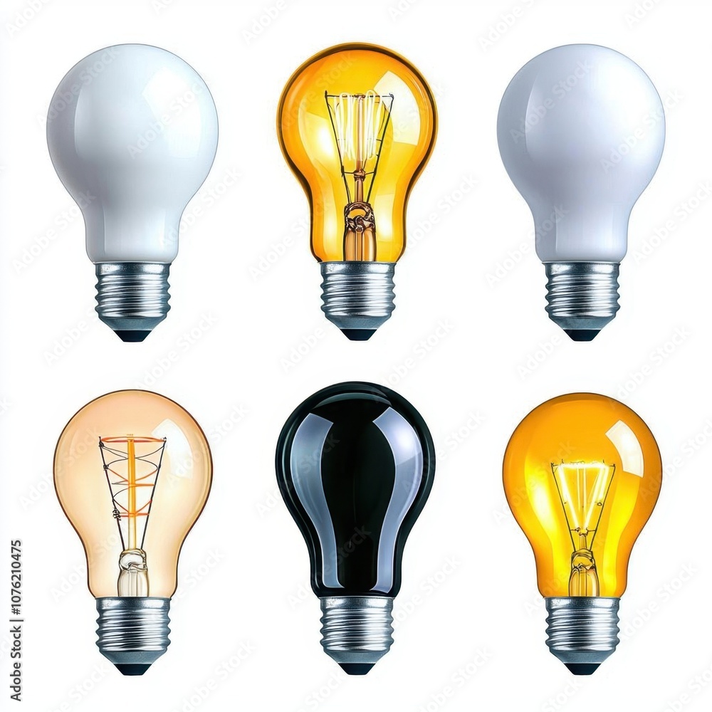A photostock of LED light bulbs in different stages of illumination, ideal for energy or technology themes, isolated on transparent PNG background, High Quality A photostock of LED light bulbs in different stages of illumination, ideal for energy or technology themes, isolated on transparent PNG background, High Quality