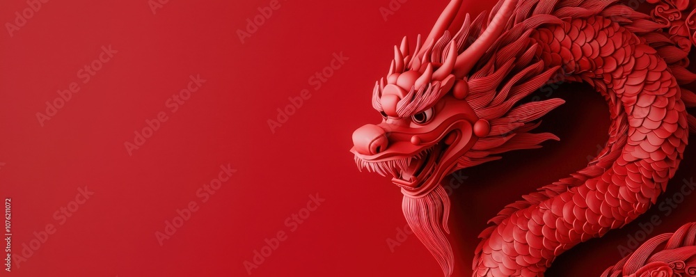 Red Dragon on Red Background. Red Dragon on Red Background.