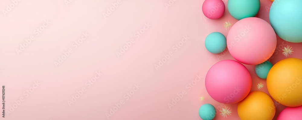 Pastel Colored Balloons on Pink Background. Pastel Colored Balloons on Pink Background.