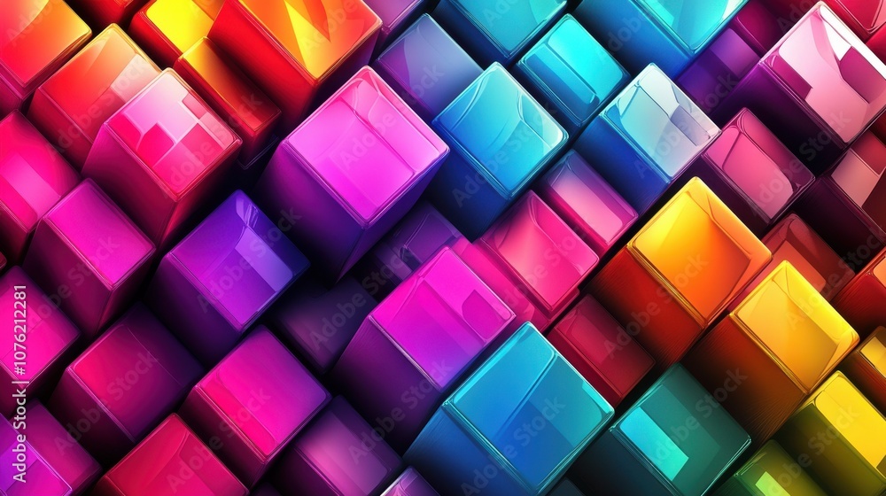 A vibrant arrangement of colorful 3D cubes in a dynamic composition, showcasing a blend of bright hues. A vibrant arrangement of colorful 3D cubes in a dynamic composition, showcasing a blend of bright hues.