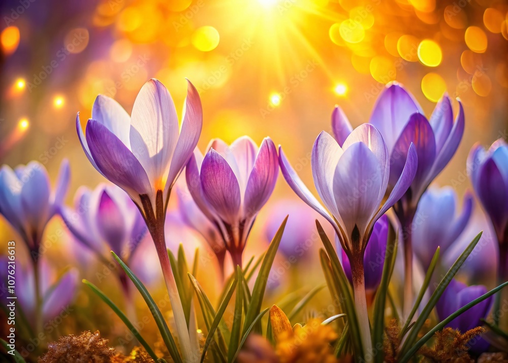 Fototapeta premium Pickwick crocus bursts, surreal botanical bloom.