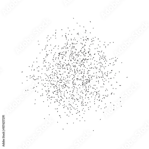 Grainy gradient circle in stipple effect. Sand noise shape  background with grain dots. Abstract spheres, spray, black round, dotwork texture on white background. Isolated vector illustration.