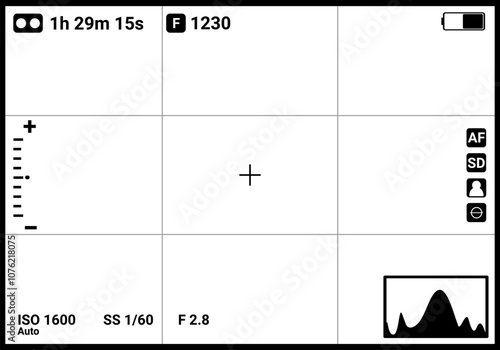 Camera viewfinder. Camera display. Photo frame vector design. Flat design.