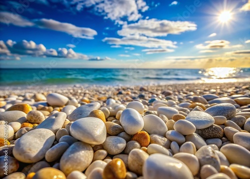 Sunny Beach Pebbles Close Up - Low Light Photography