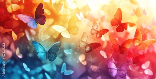 A colorful butterfly with a blue body and yellow wings