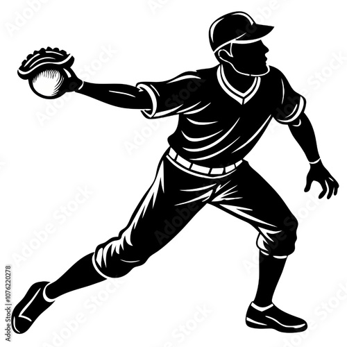 Baseball Pitcher Silhouette: A dynamic silhouette of a baseball pitcher in mid-throw, capturing the intensity and focus of the game.