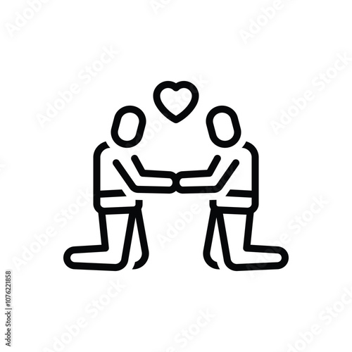 Black line icon for love