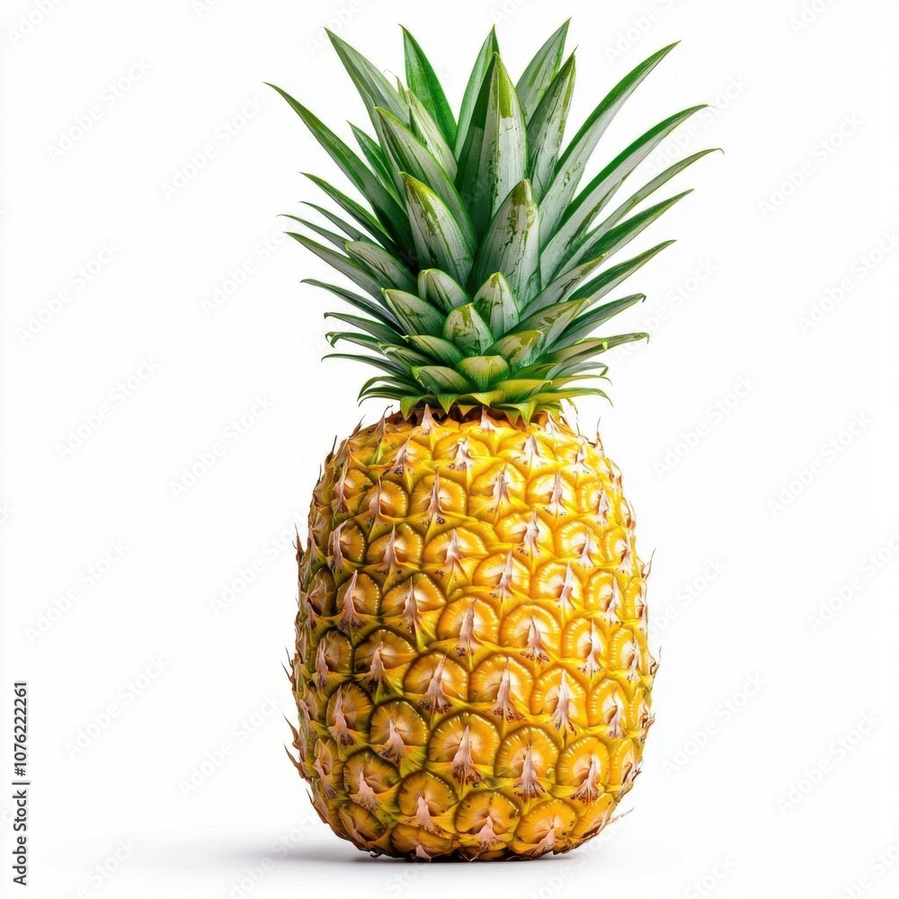 A photostock of fresh tropical pineapple with green leaves, ideal for fruit or summer themes, isolated on transparent PNG background, High Quality A photostock of fresh tropical pineapple with green leaves, ideal for fruit or summer themes, isolated on transparent PNG background, High Quality