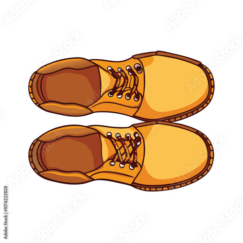 Cartoon Yellow Work Boots Vector Illustration