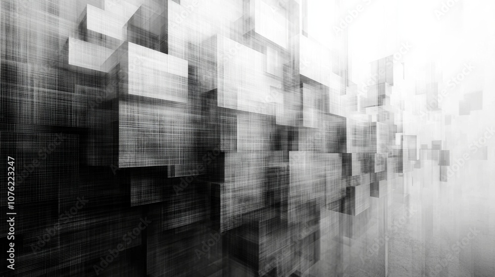 Futuristic Abstract Cubes in Monochrome Design Futuristic Abstract Cubes in Monochrome Design