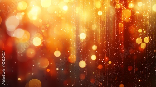 Golden Bokeh with Sparkling Vertical Light Trails photo