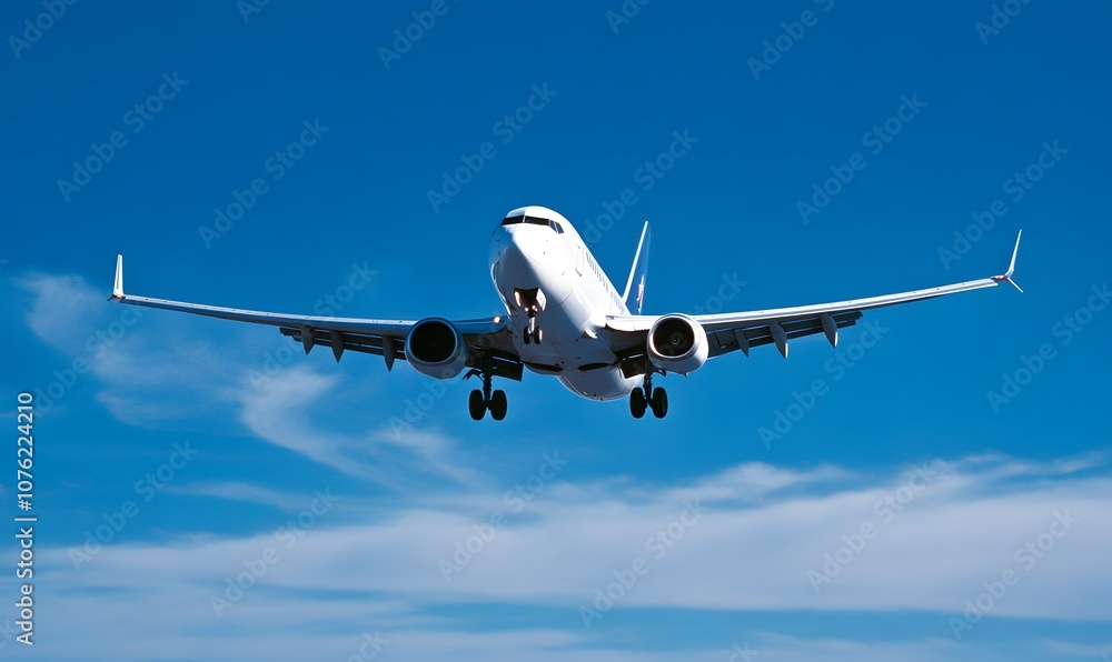 plane on a blue sky, Generative AI plane on a blue sky, Generative AI