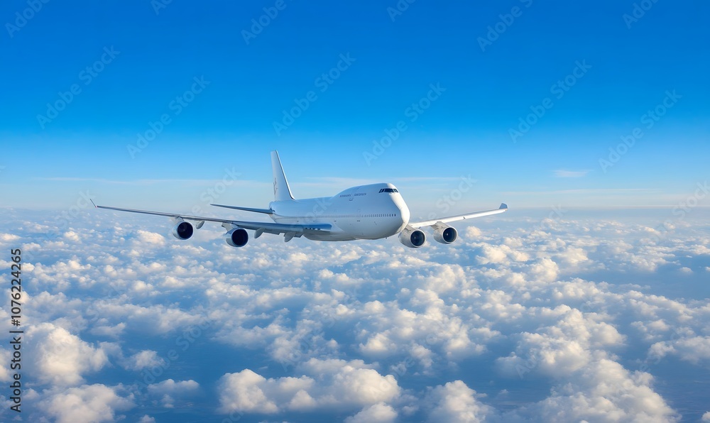 plane on a blue sky, Generative AI plane on a blue sky, Generative AI