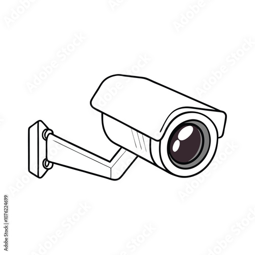 CCTV Illustration Vector Cartoon White Security Camera