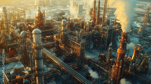 Wallpaper Mural Industrial Plant With Oil Refinery Structures and Metal Pipelines in a Modern High-Tech Facility Highlighting Energy Production and Advanced Engineering Torontodigital.ca