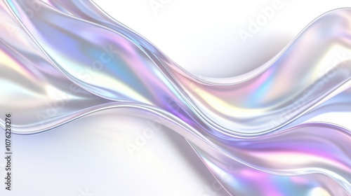 Abstract flowing waves with iridescent colors, creating a smooth and dreamy visual effect.