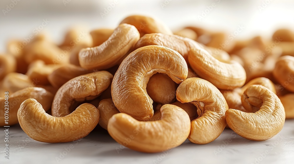 Heap of Fresh and Tasty Organic Cashew Nuts in Studio Setting Heap of Fresh and Tasty Organic Cashew Nuts in Studio Setting