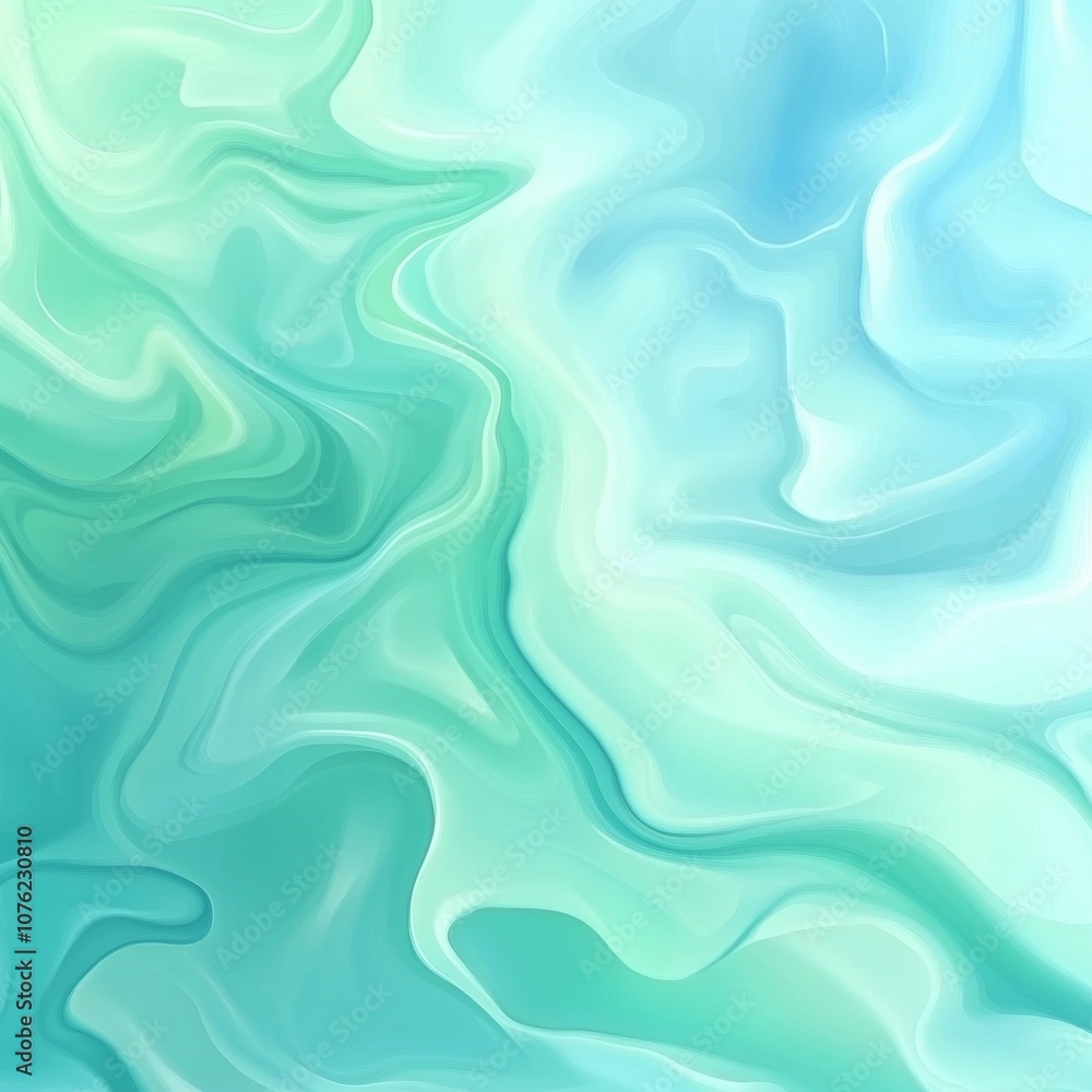 Fototapeta premium Serene Tranquility: Calming Blue and Green Gradient Background with Organic Elements for Wellness Concept