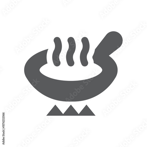 Hot pan on a stove vector icon. Cooking or frying symbol.