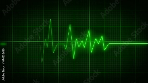 Cardiogram heartbeat pulse rate neon glowing video animation. Emergency ekg monitoring. loop motion animate 4k video footage. Abstract heartbeat.