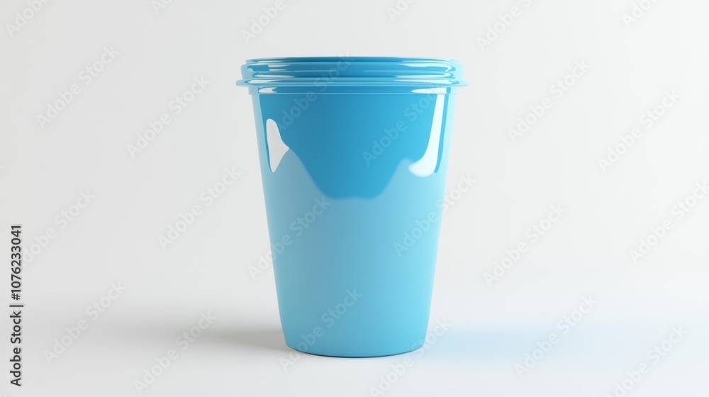A 3D image of a plastic cup, shown against a plain white backdrop. A 3D image of a plastic cup, shown against a plain white backdrop.