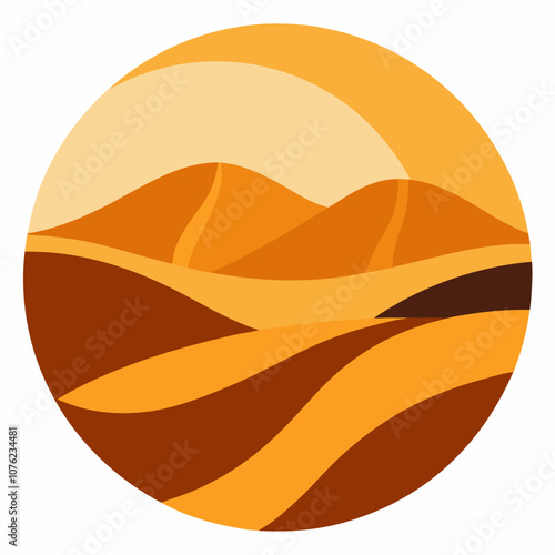 Desert dunes silhouette vector illustration on white background