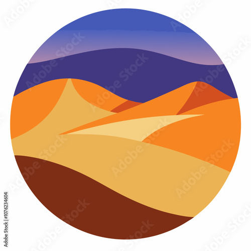 Desert dunes silhouette vector illustration on white background