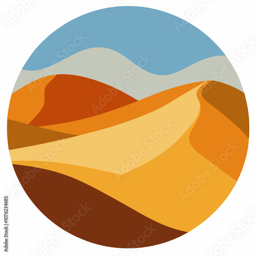 Desert dunes silhouette vector illustration on white background