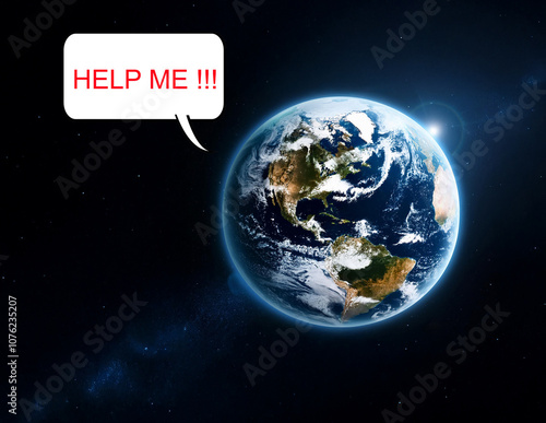Obraz na płótnie Der Planet Erde ruft um Hilfe w salonie