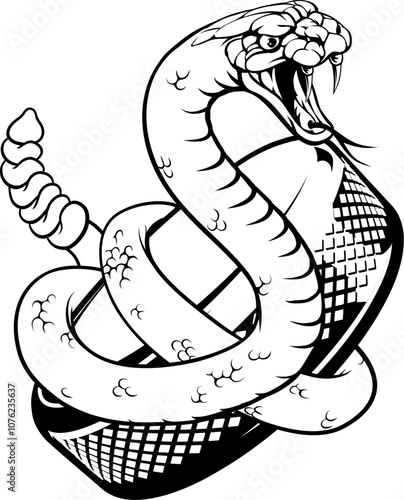A rattlesnake snake ice hockey team cartoon animal sports mascot