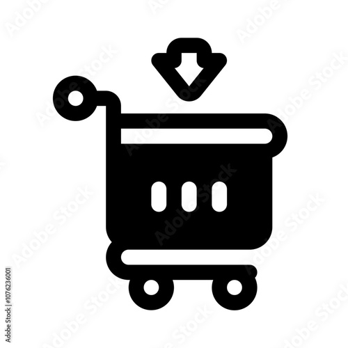 Add to Cart Glyph Icon. Single icon, glyph vector icon