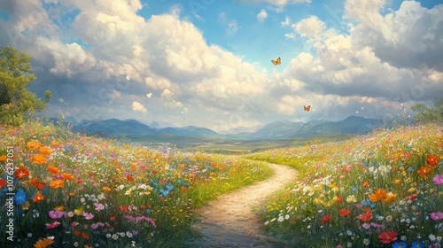 A Path Through a Flower Field