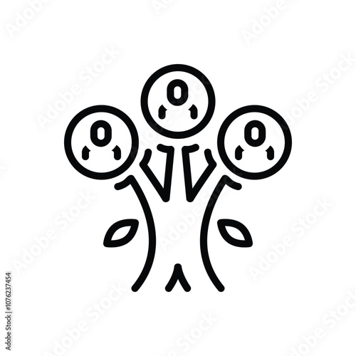 Black line icon for family tree