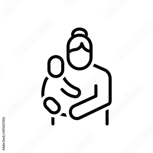 Black line icon for mother