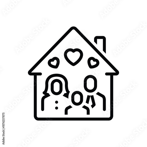 Black line icon for household