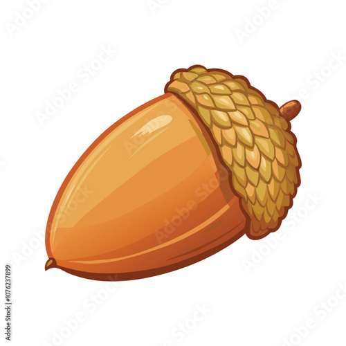 Vector Cartoon Color Brown Wild Acorn illustration