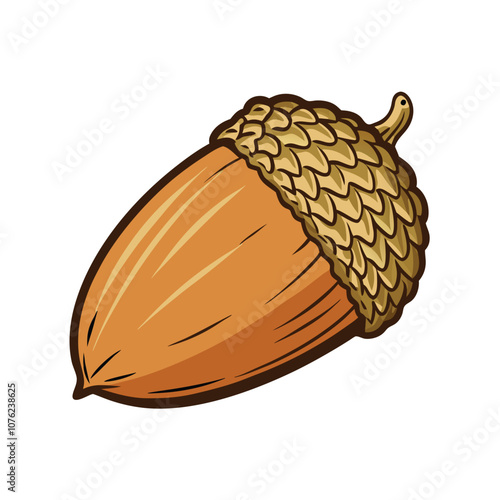 Vector Cartoon Color Brown Wild Acorn illustration