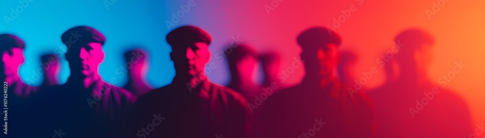 Abstract Figures in Blue and Red Light Abstract Figures in Blue and Red Light