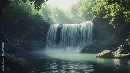 Beautiful natural waterfall view located in hiding

 photo