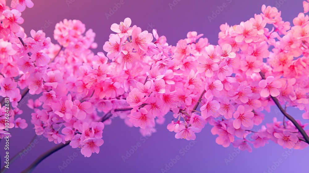A 3D rendering of cherry blossoms in full bloom against a stunning purple sky, capturing the delicate beauty of nature and the vibrant colors of spring in a captivating visual. A 3D rendering of cherry blossoms in full bloom against a stunning purple sky, capturing the delicate beauty of nature and the vibrant colors of spring in a captivating visual.