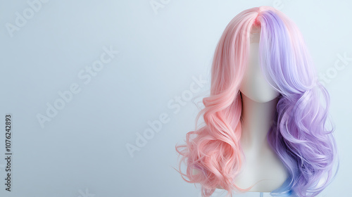 Wallpaper Mural Neon pink and neon purple colorful body wave lace front wig on a mannequin head
 Torontodigital.ca