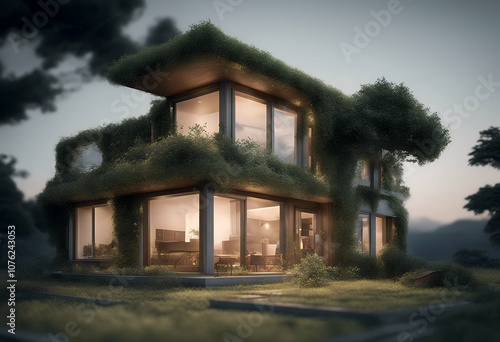 eco olated transparent 3d friendly background house ai photo