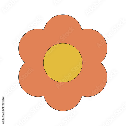 Simple Orange Flower Flat Icon