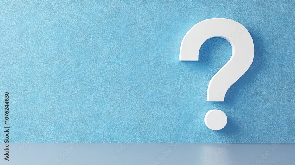 a bold question mark set against a blue wall background, designed for a banner or promotional material, providing ample copy space for messaging a bold question mark set against a blue wall background, designed for a banner or promotional material, providing ample copy space for messaging