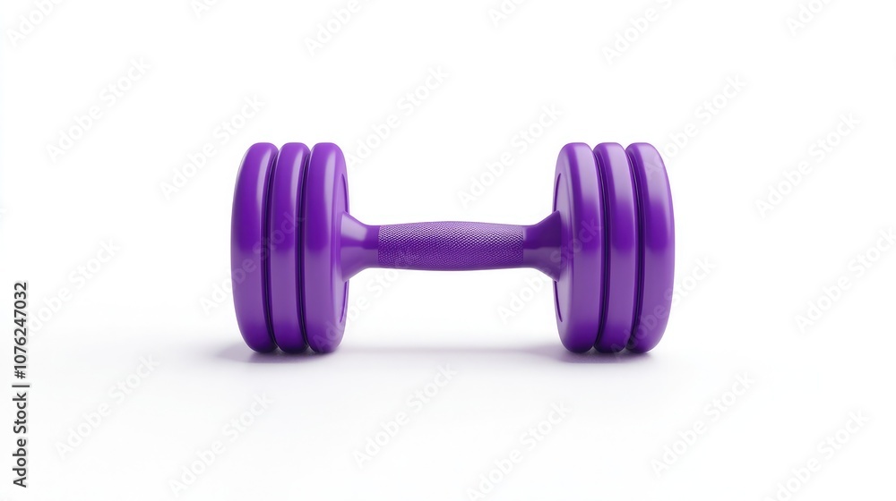 A bright purple dumbbell isolated on a white background. Perfect for fitness and exercise. A bright purple dumbbell isolated on a white background. Perfect for fitness and exercise.