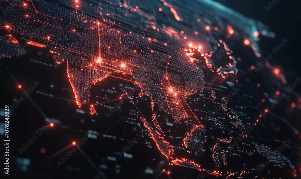 Map of Asia with global connection lines and glowing lights. Worldwide technology concept. Map of Asia with global connection lines and glowing lights. Worldwide technology concept.