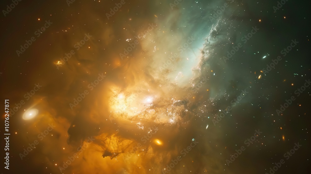Naklejka premium Nebula and galaxies in space. Abstract cosmos background