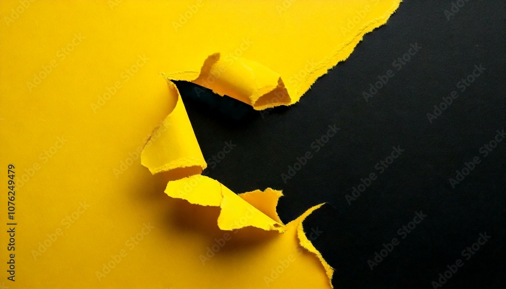 Yellow and black Torn paper top view, Black Friday concept, Black Friday Composition Yellow and black Torn paper top view, Black Friday concept, Black Friday Composition